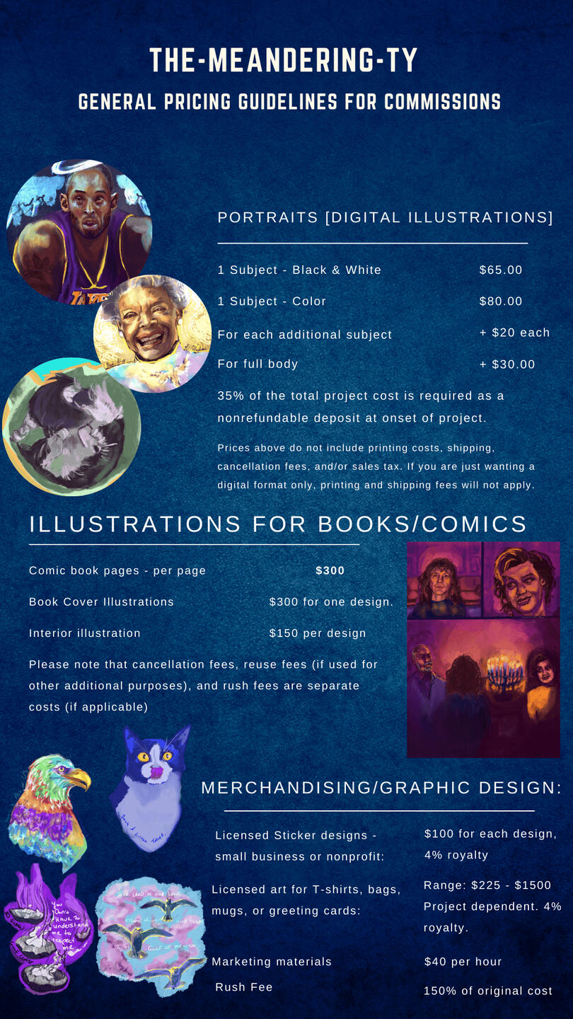 General Pricing Chart Pricing chart for typical commissions. A screen reader compatible PDF can be emailed to potential clients.
